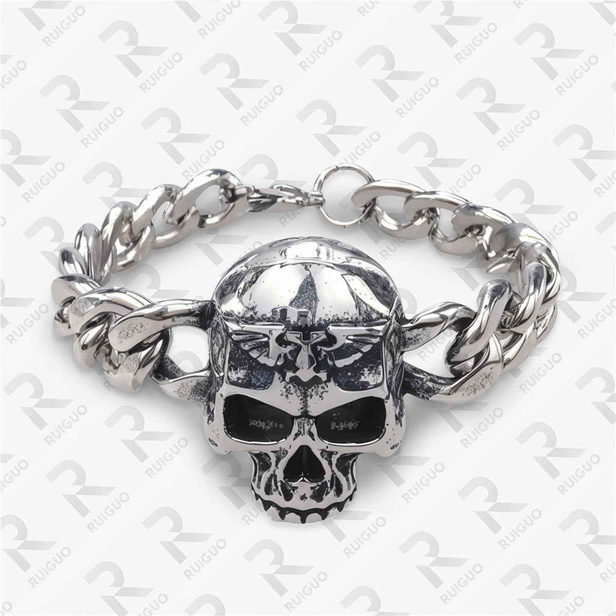 Wholesale Vintage Style Celtic Knot Skull Stainless Steel Cuban Cross Punk Bracelet ACC-BT-Ruig002