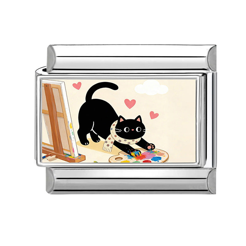 Wholesale Cat Theme DIY Modular Bracelet Stainless Steel Fashion Jewelry Accessory Gift
