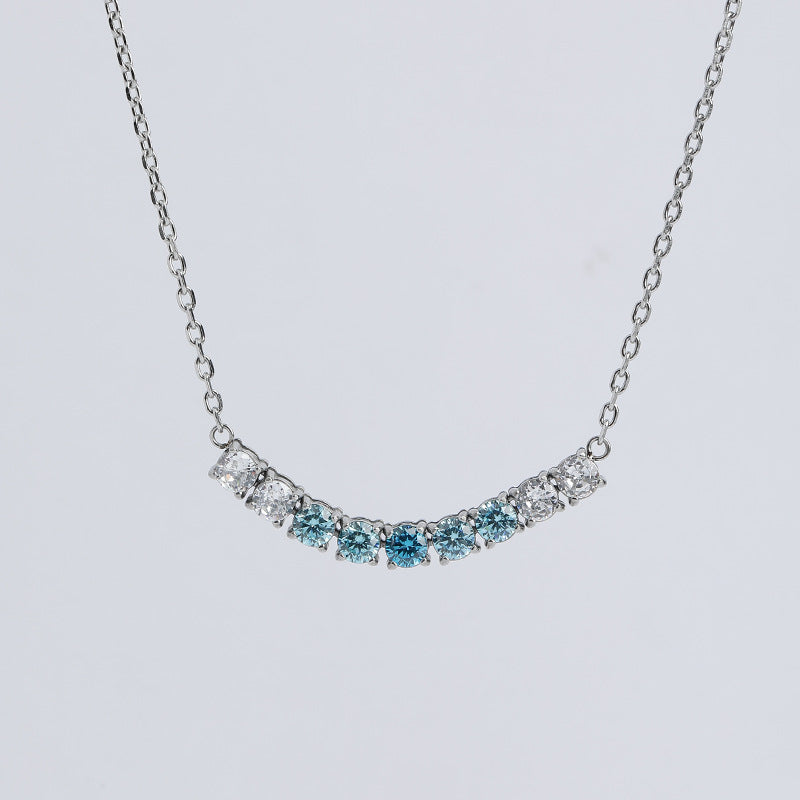 Wholesale  fashion clavicle chain color gradient round tennis necklace