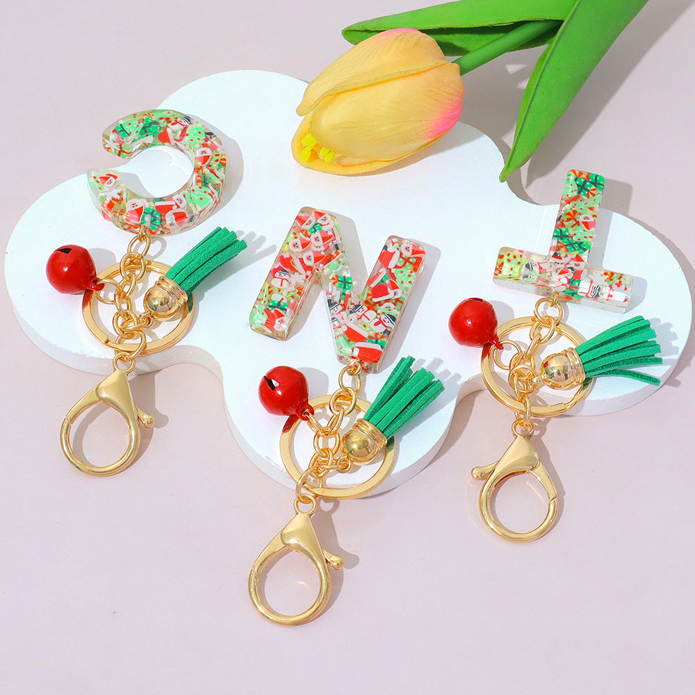 Wholesale Resin English Letter Keychain with Tassel Festive Holiday Party Bag Charm