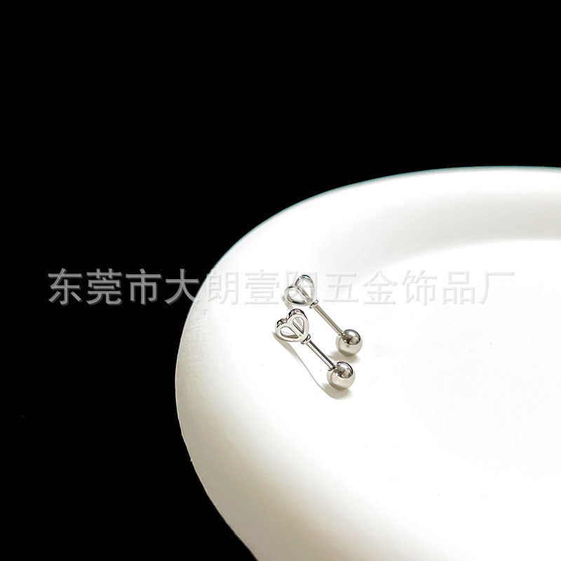 Wholesale Titanium Steel Stylish Heart  Star Screw-Back Cartilage Stud
