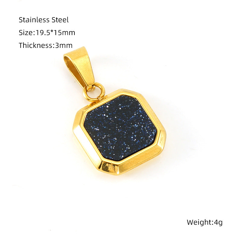 Wholesale Cross-border European and American stainless steel geometric square pendant niche design sense light luxury old money style titanium steel High sense jewelry