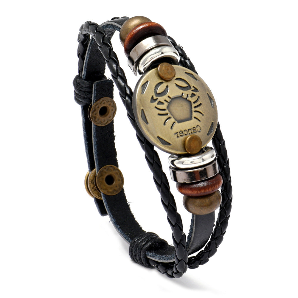 Wholesale 12 Constellations Cowhide Bracelet Adjustable Braided Beaded Bracelet Miyuki ACC-BT-Saih002