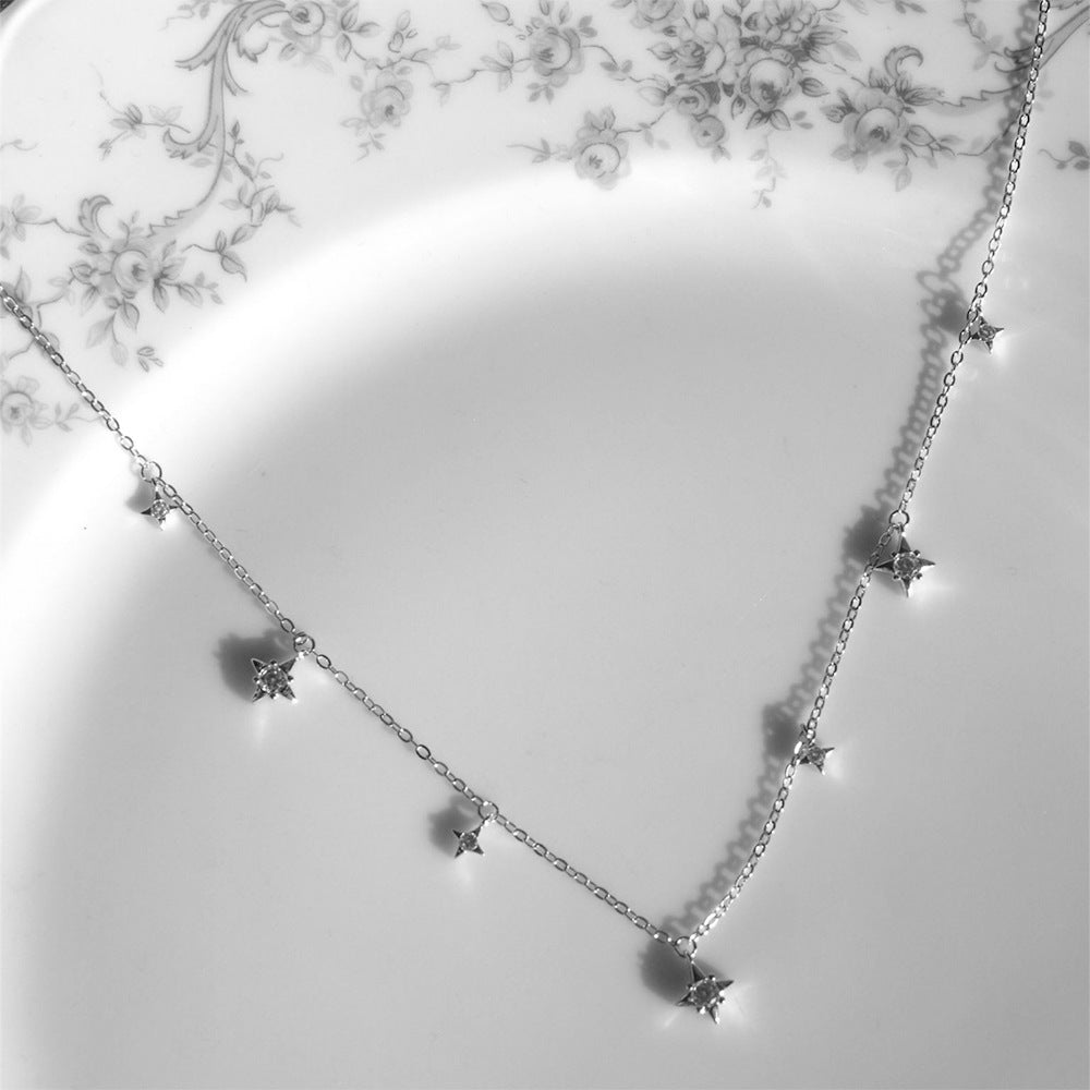 Wholesale Shining Star Party Star and Moon Zircon Necklace