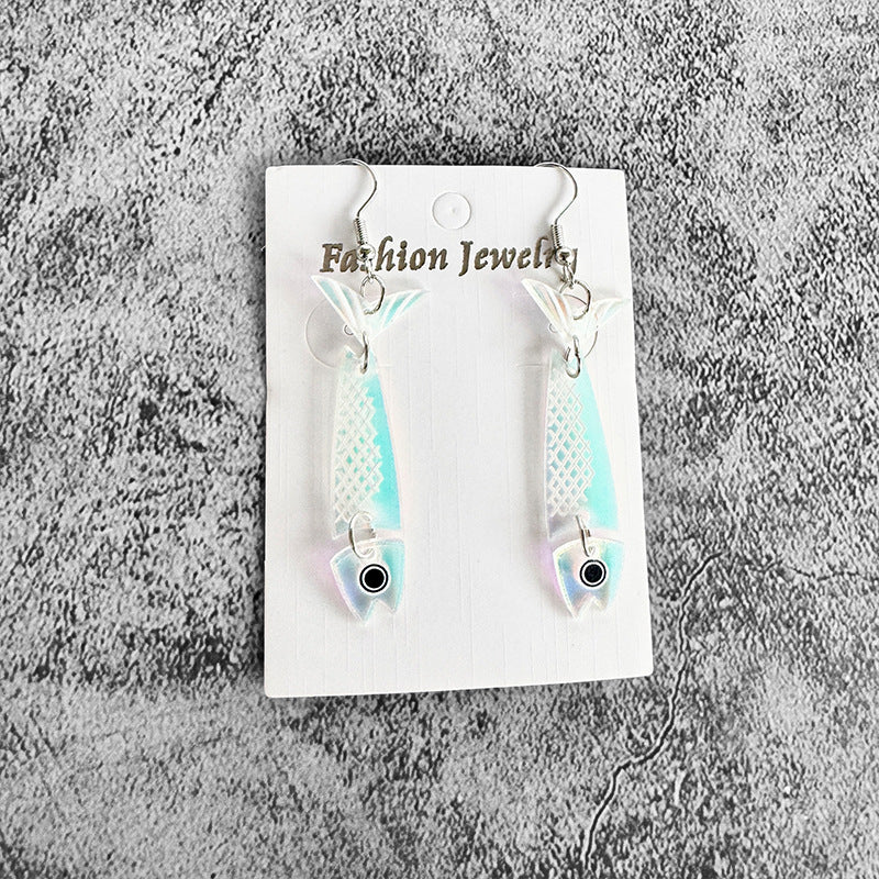 Wholesale  summer earrings sardine jellyfish  acrylic hollow light fun jewelry