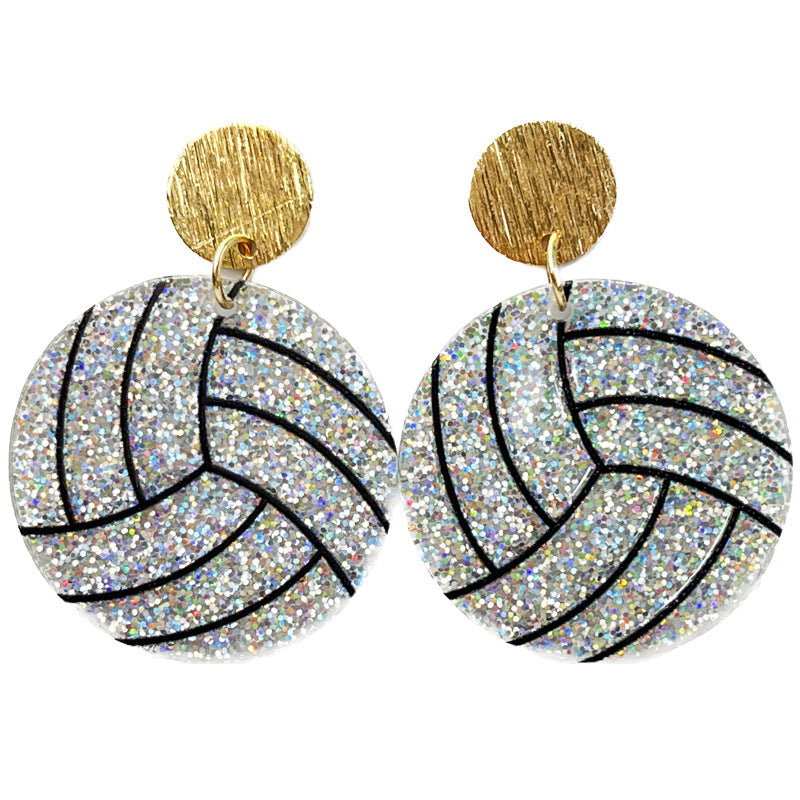 Wholesale 2pairs/pack Glitter Sports Football Basketball Acrylic Stadium Cheering Atmosphere Earrings ACC-ES-HY116
