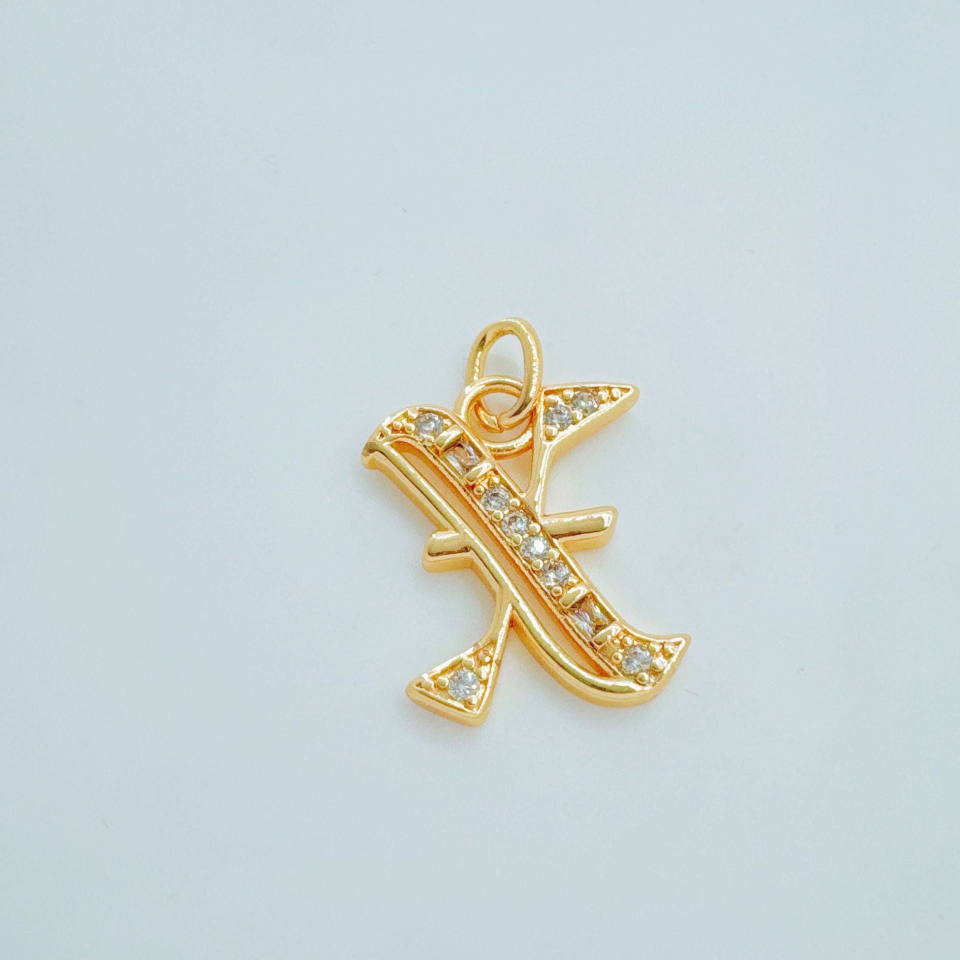 Wholesale Copper Gold-Plated Ice Sugar Letter Pendant Necklace European American Style Fashion Jewelry Accessory for Women