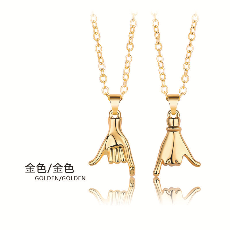 Wholesale Valentine's Day Finger Hook Couple Necklace