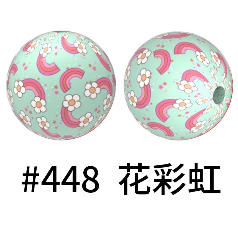 Wholesale 50pcs 15mm Western Style Leopard Skull Color Aztec Printed Silicone Balls Beads ACC-BDS-HeSheng001