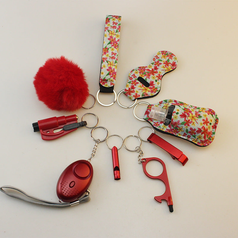 Wholesale Diving Fabric Lipstick Set Bottle Opener Hair Ball Whistle Keychain Set ACC-KC-TMS002