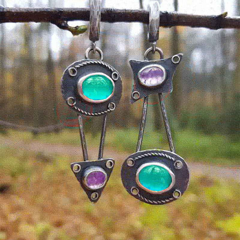 Wholesale geometric asymmetry inlaid long earrings