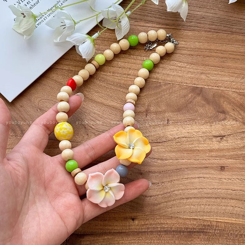 Wholesale Colorful Beaded Frangipani Necklace