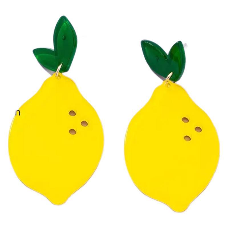 Wholesale  Cute Acrylic Summer Lemon Fruit Design Women Earrings