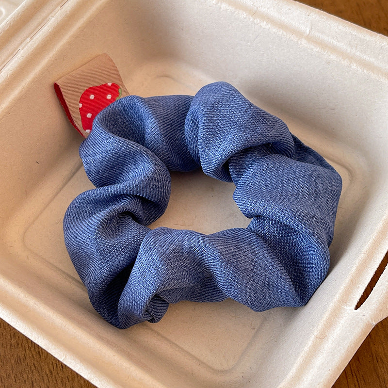 Wholesale Sweet College Style Milk Blue Plaid Lace Scrunchie With Cream Bow Fashion Hair Accessory For Boutique Resale