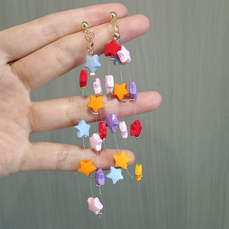 Wholesale light luxury star long tassel earrings