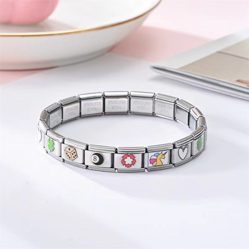 Wholesale Italian Charm Bracelet 9mm DIY Splicing Cute Creative Stainless Steel Composable Bracelet