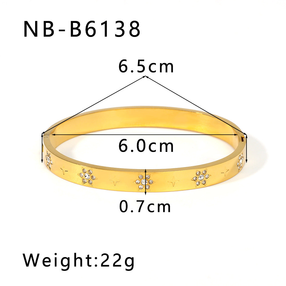 Wholesale Stainless Steel Inlaid Zircon Colorful Leaf Snowflake Love Geometric Bracelet ACC-BT-XinY027