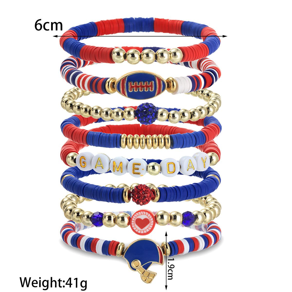 Wholesale Personalized Style Alloy Rugby Resin Letter  Bracelet  Set