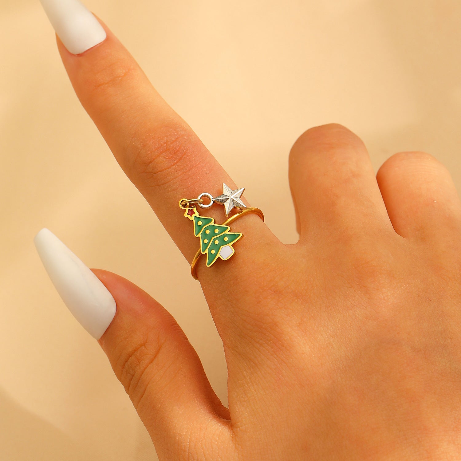 Wholesale Christmas series stainless steel open ring