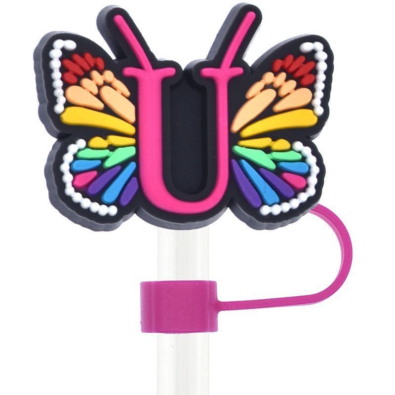 Wholesale 100pcs Random 100pcs Butterfly 10mm PVC Soft Straw Tube Cap