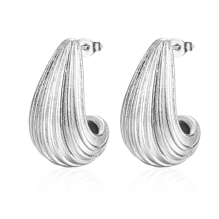 Wholesale Stainless Steel Earrings Electroplating 18k Water Drop Hollow Earrings ACC-ES-MuShan005