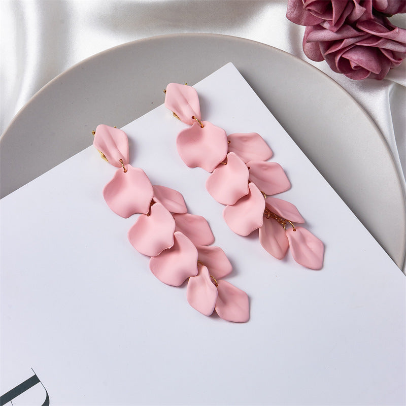 Wholesale Petal Leaf Tassel Earrings