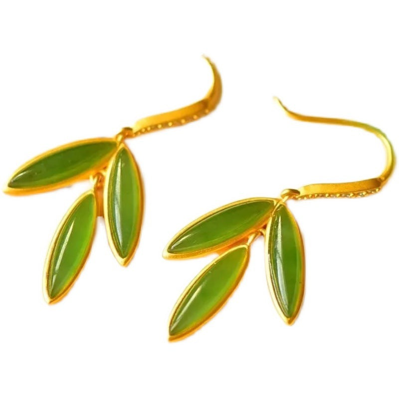Wholesale S925 sterling silver inlaid Hetian jade earrings