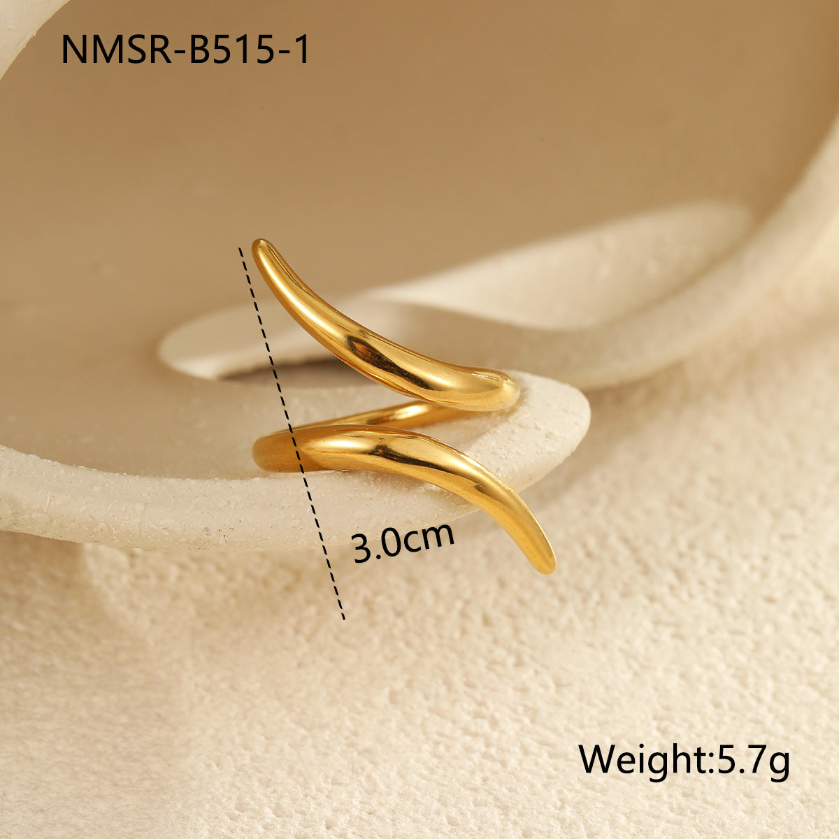 Wholesale Geometric Lines Metal Sense Stainless Steel Ring