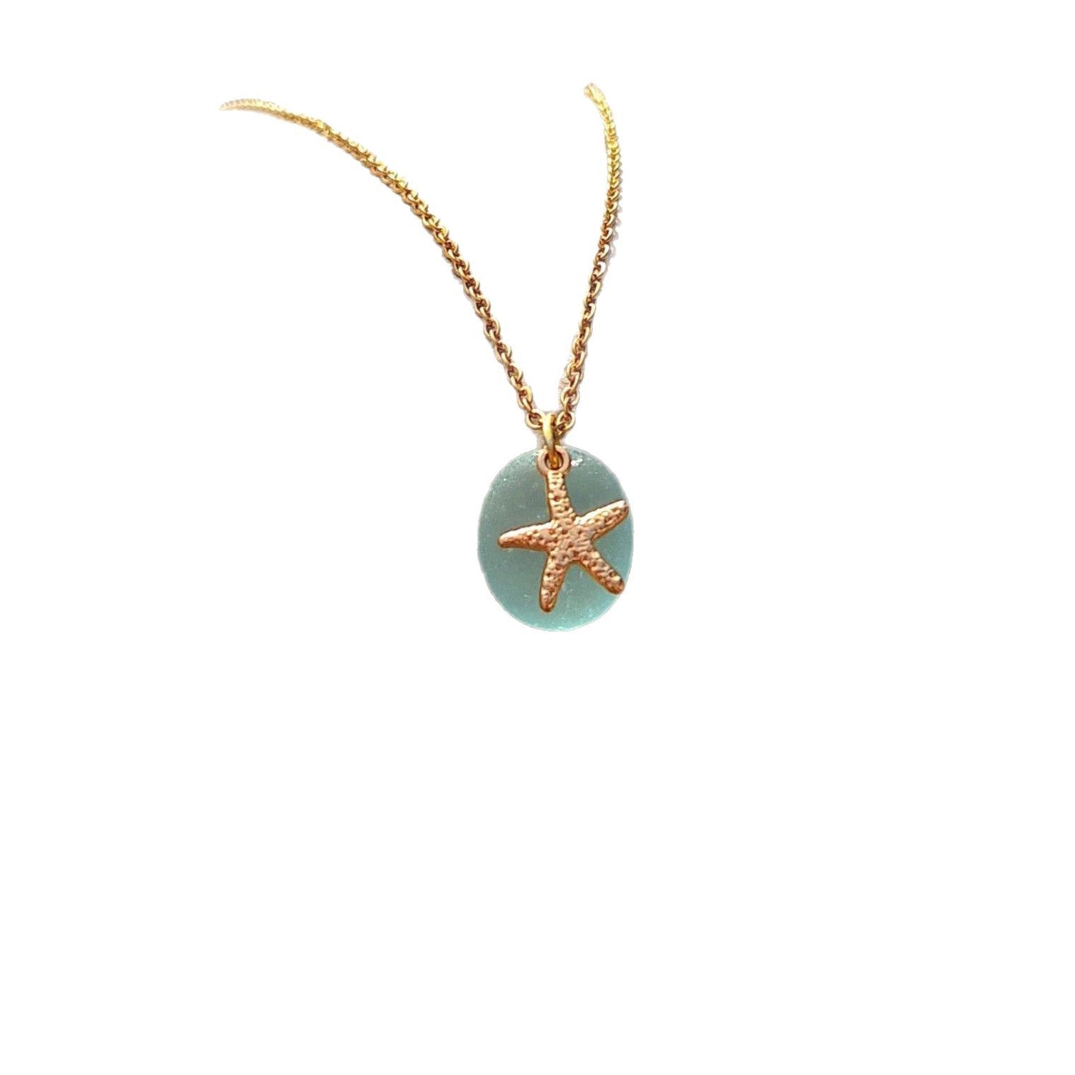 Wholesale  Shell Natural Stone Chalcedony Starfish Stainless Steel Pendant Necklace