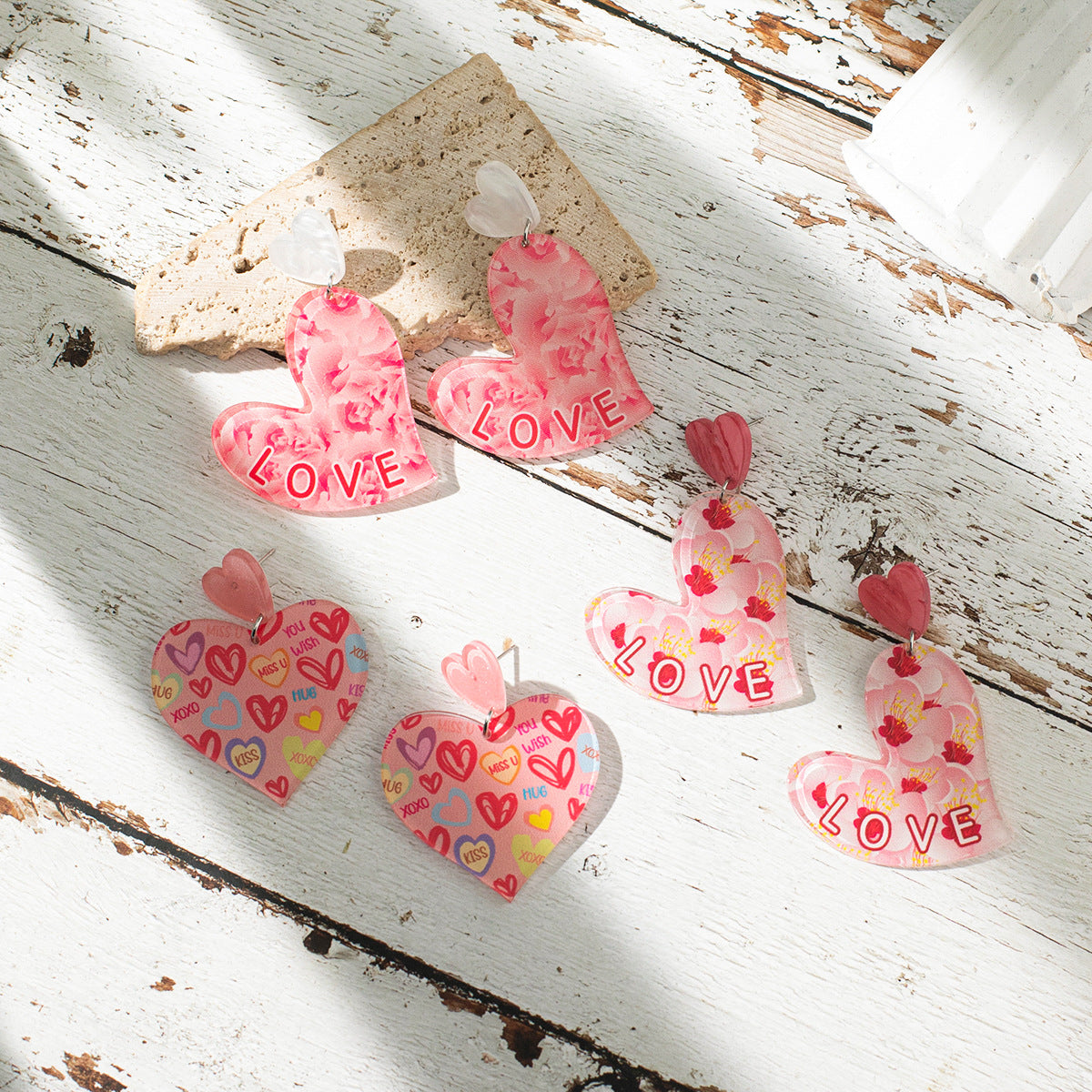 Wholesale Valentine's Day Heart Shaped Acrylic Earrings