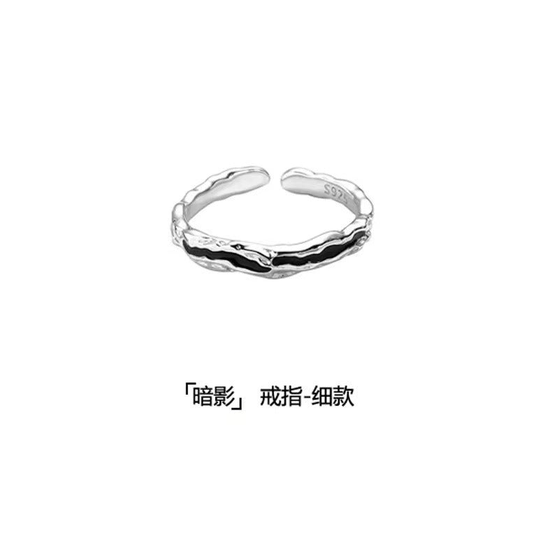 Wholesale Retro open ring Green red epoxy irregular texture ring