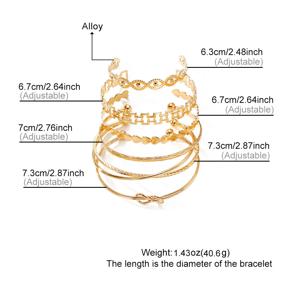 Wholesale  alloy love knot bracelet suit creative peach heart love geometric bracelet