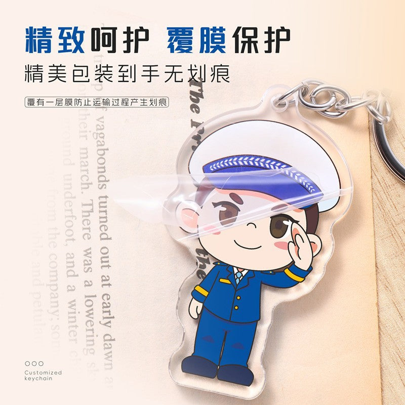 Wholesale Punch Monkey Baby Acrylic Keychain Western Style 2D Flat Pendant for Boutique Resale Bag Charm