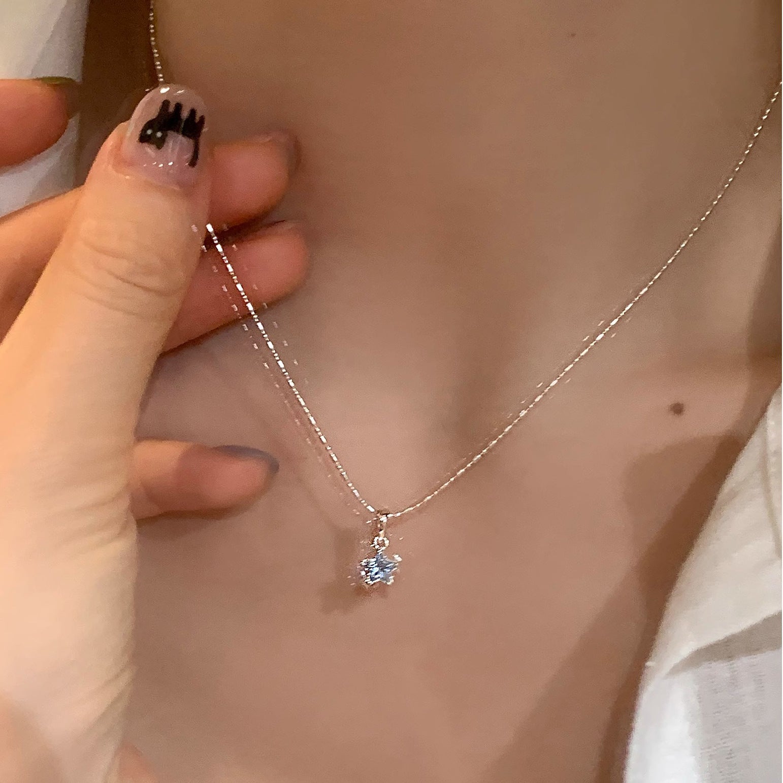 Wholesale  Blue Star Pendant Necklace Collarbone Chain