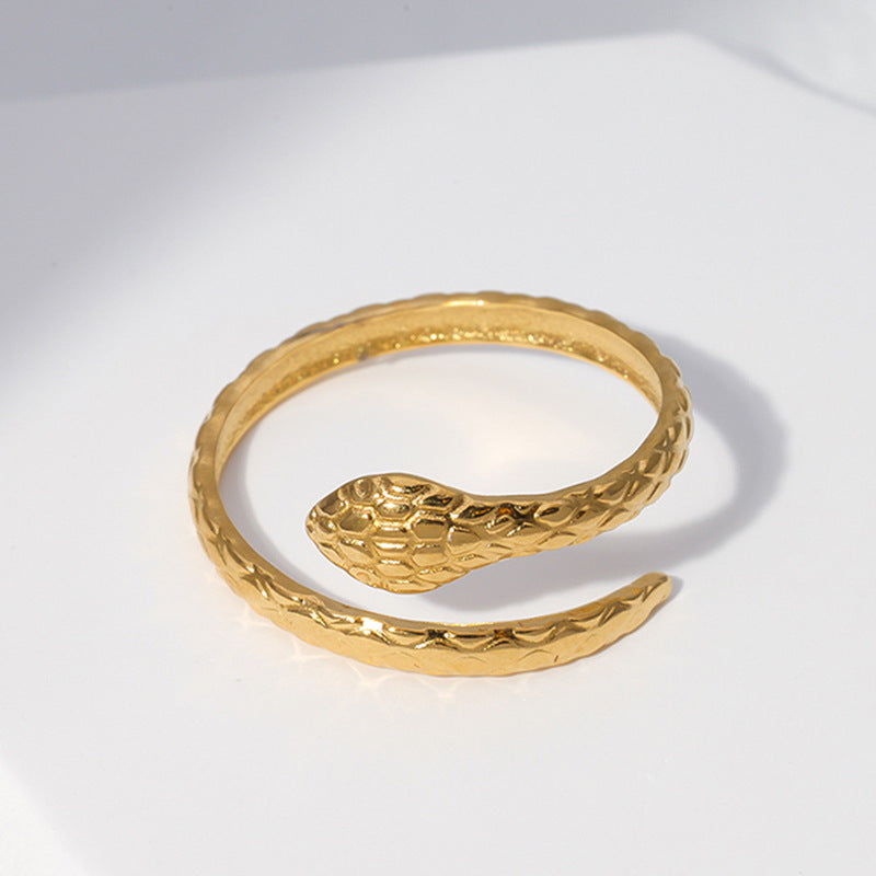 Wholesale Snake Design Adjustable Stainless Steel Ring Unisex Everyday Jewelry Fashion Accessory Gift