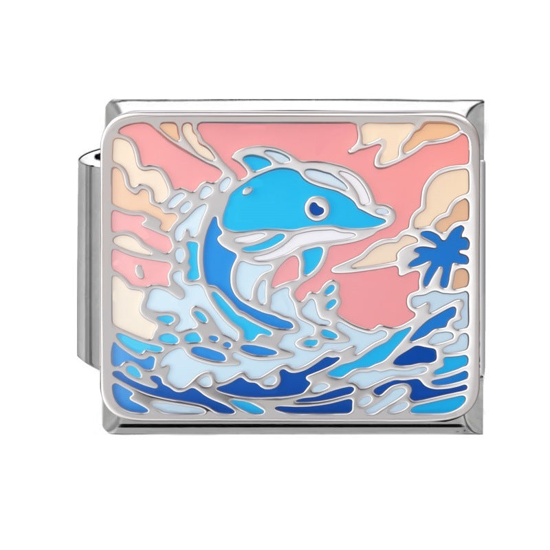 Wholesale Italian Style Ocean Animal DIY Bracelet Charm Set Stainless Steel Fashion Accessory Boutique Resale Gift