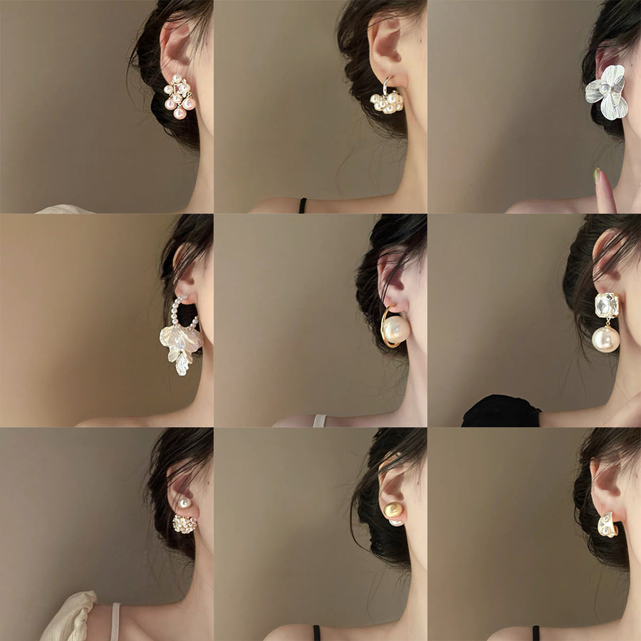 Wholesale Vintage Pearl Geometric Earrings Exaggerated ACC-ES-Huih003