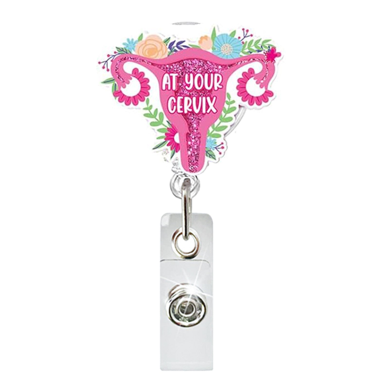 Wholesale Acrylic Baby Uterus Donut Retractable Rotating Badge Keychain ACC-KC-QiDing009