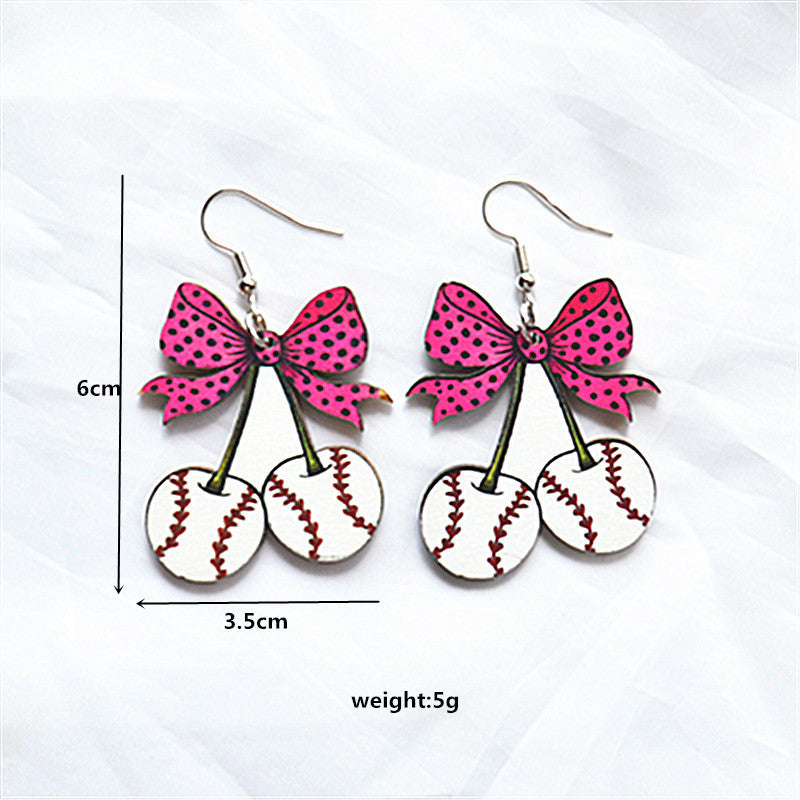 Wholesale Wooden ball bow earrings