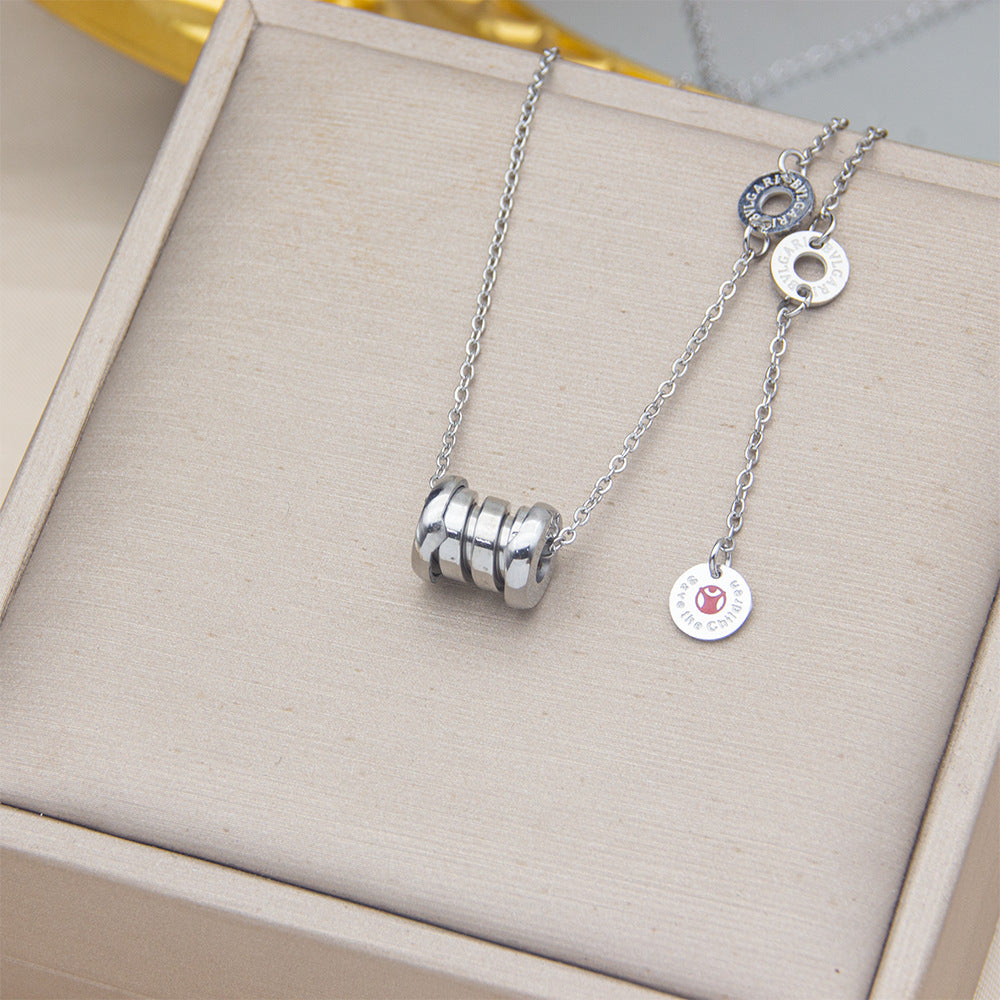 Wholesale Trendy Roman Numeral Titanium Steel Pendant Necklace,  Electroplated Gold Finish,  Unisex Jewelry Accessory for Resale ACCVIP