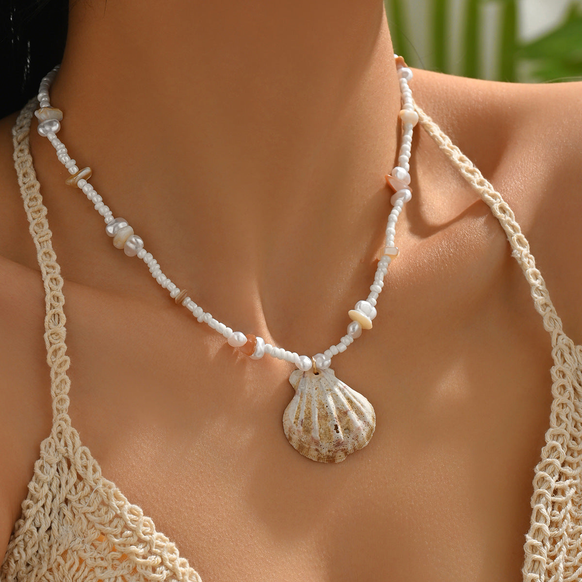 Wholesale shell bead chain beaded clavicle chain necklace