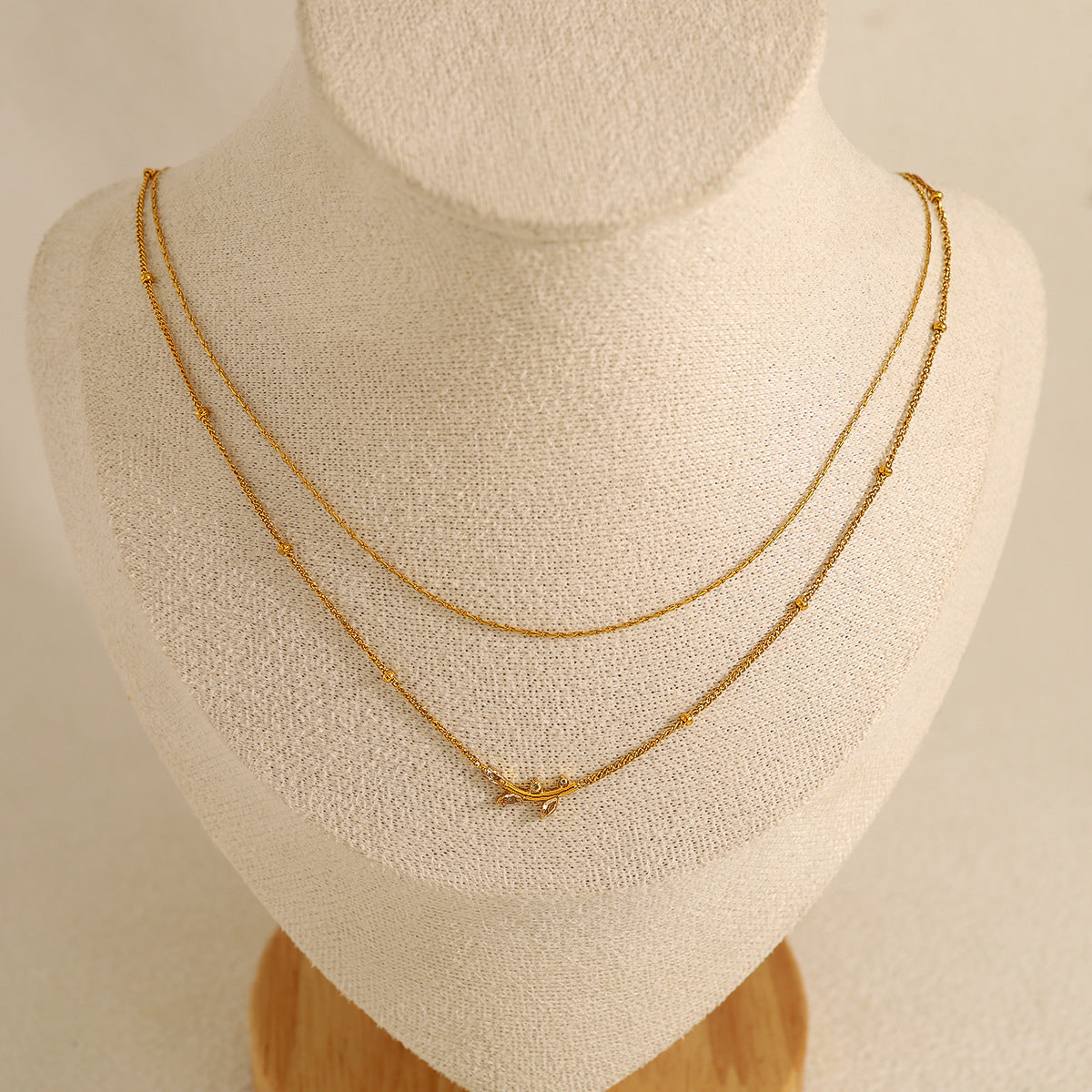 Wholesale Stainless Steel Double-layer Diamond Light Luxury Clavicle Chain