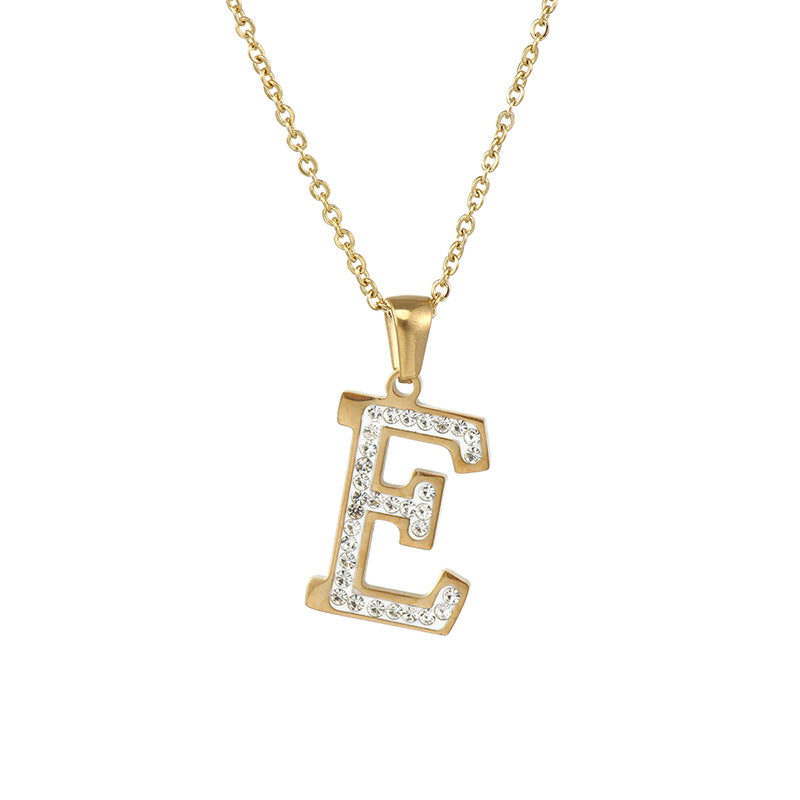 Wholesale  stainless steel diamond letter necklace