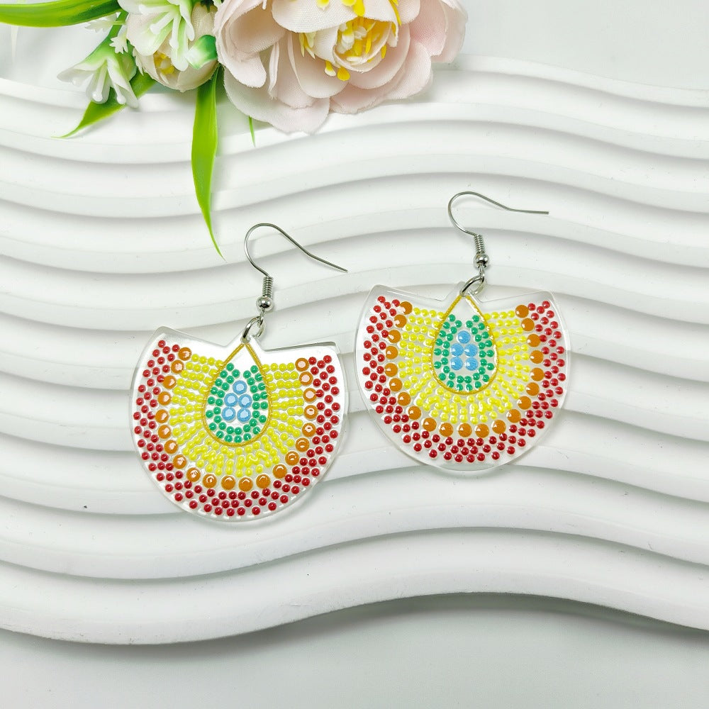 Wholesale Ethnic Style Geometric Color Polka Dot Print Bohemian Style Acrylic Earrings ACC-ES-Qiyu022