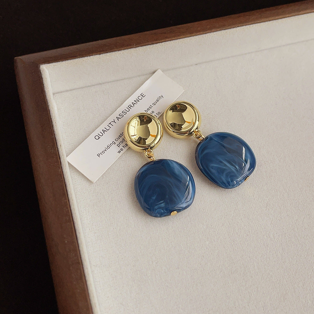 Wholesale Blue oil-drop retro earrings