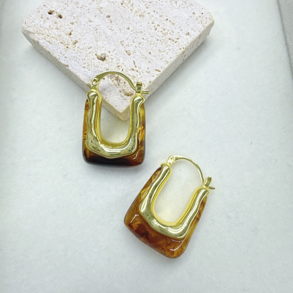 Wholesale Geometric V-Shaped Copper &  Plastic Earrings