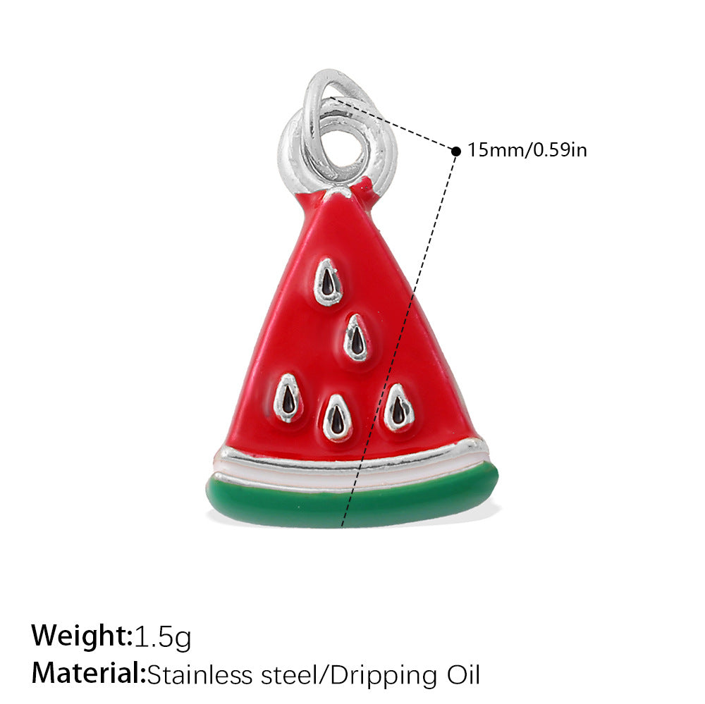 Wholesale  Oil Dripping Watermelon Strawberry Fruit Stainless Steel Pendants