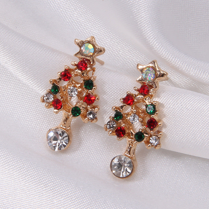 Wholesale  Christmas Earrings Colored Diamond Bell Snowman Reindeer Earrings