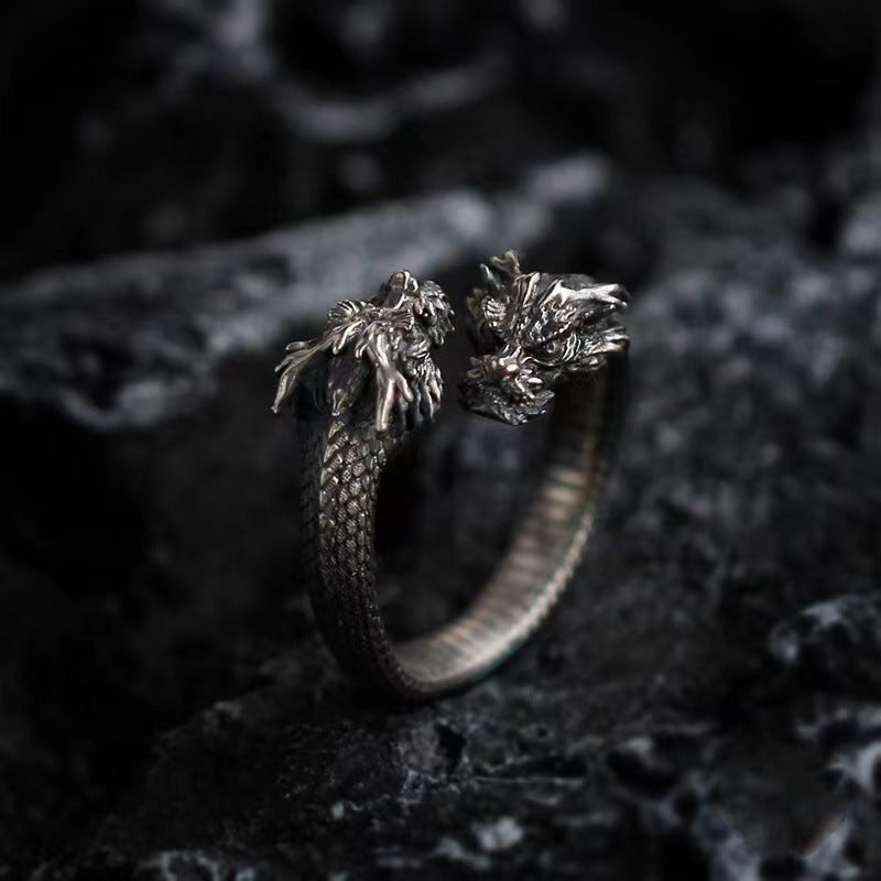 Wholesale Vintage double-headed dragon men' s ring