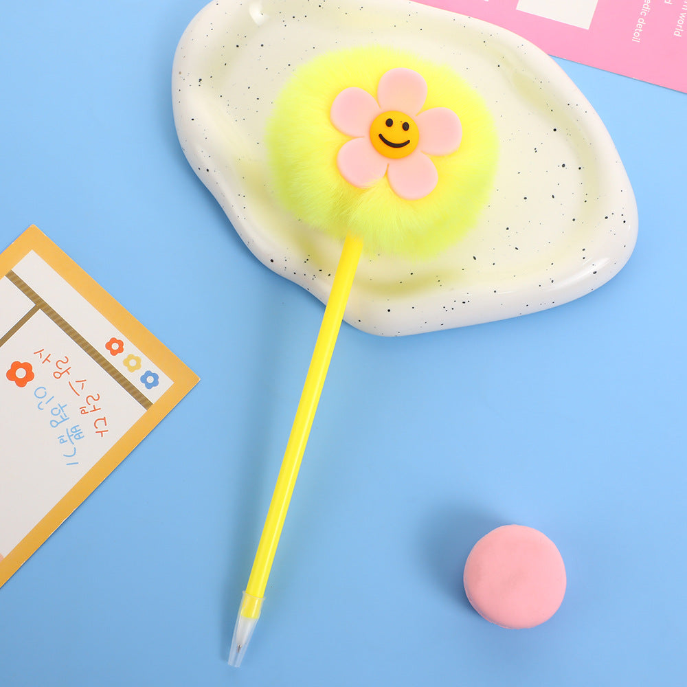 Wholesale Cute Sunflower Plush Gel Pen
